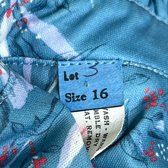 Vintage 70s Floral Polyester Pleated Prairie Dress Long Sleeve Blue Fit & Flare - Picture 5 of 7